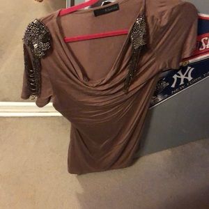 Brown beaded t-shirt